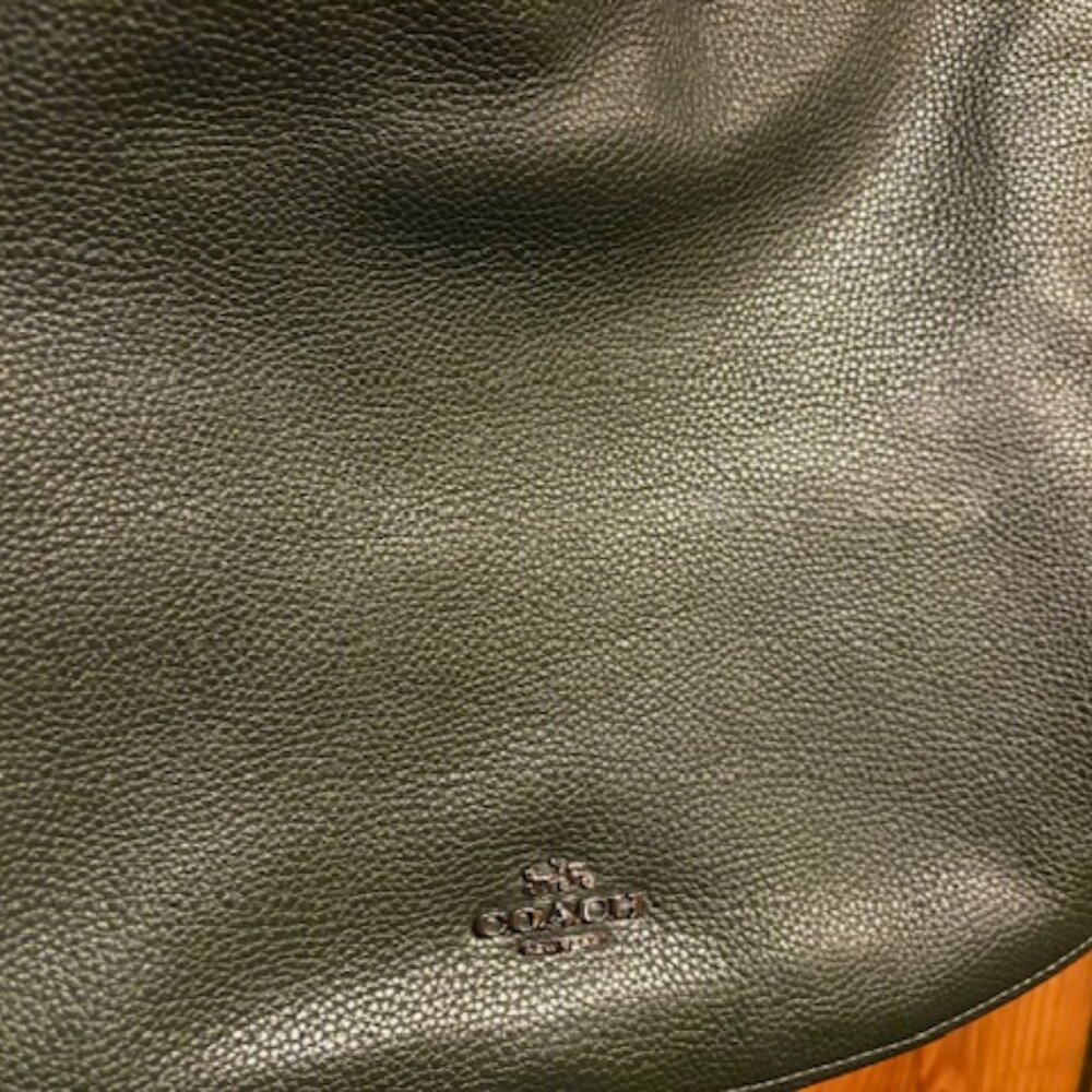 Coach Elle Hobo Bag in Olive Green Grained Leather with Crossbody Strap - Picture 7 of 7